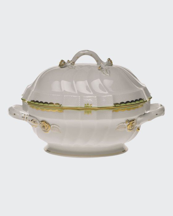Princess Victoria Green Tureen with Branch Handle