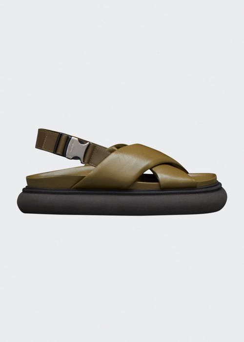 Solarisse Leather Crisscross Slingback Sandals