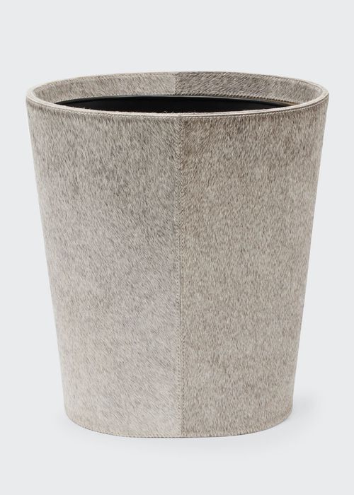 Hyde Gray Oval Tapered Hairhide Wastebasket