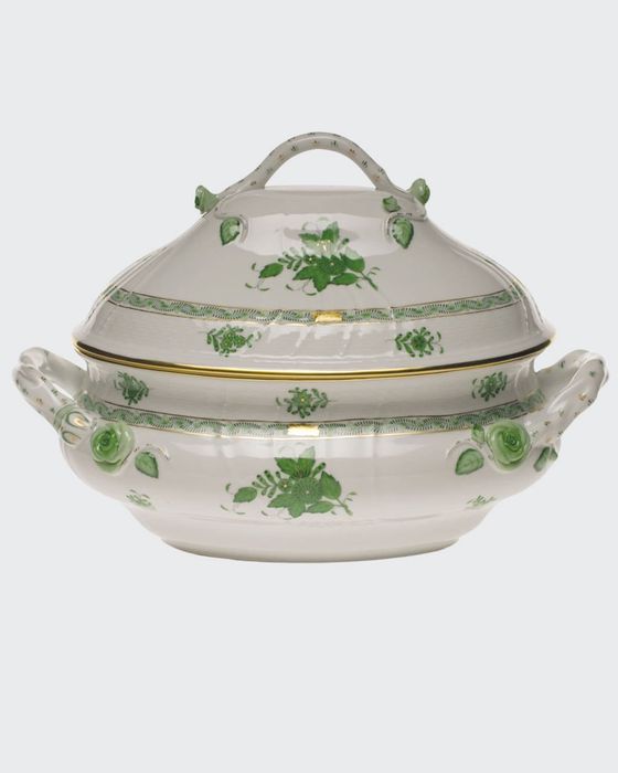 Chinese Bouquet Green Tureen with Branch Handle
