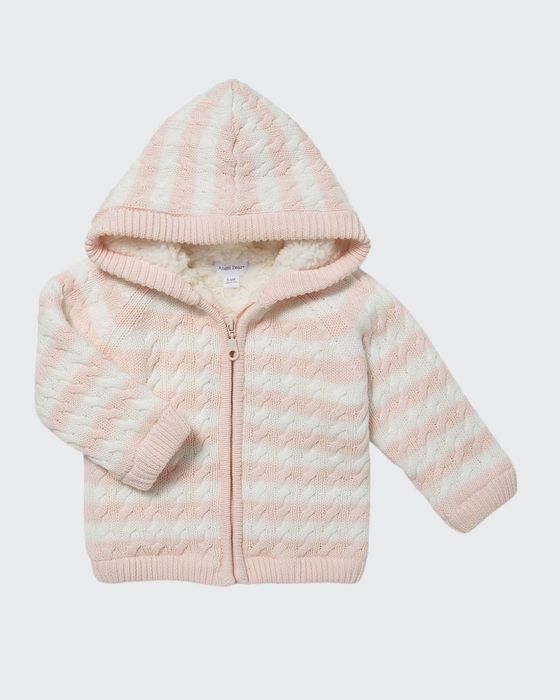 Striped Knit Sherpa Lined Hooded Jacket, Size 0-18 Months