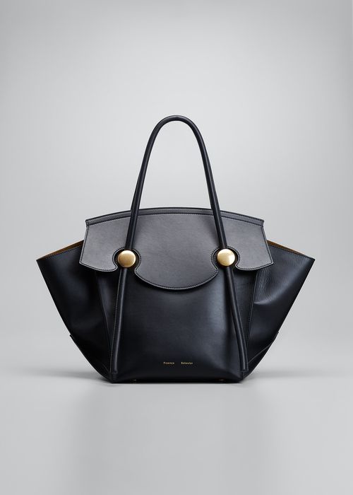 Pipe Leather Top-Handle Tote Bag