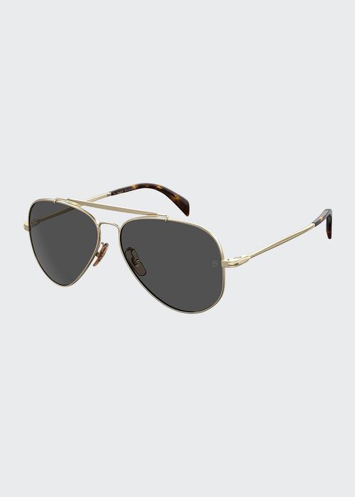 Men's Metal Aviator Brow-Bar Sunglasses