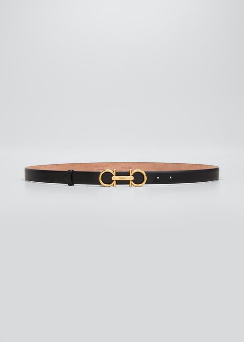 Gancini-Buckle Leather Belt