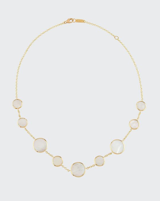 18K Polished Rock Candy Circle Station Necklace in Mother-of-Pearl