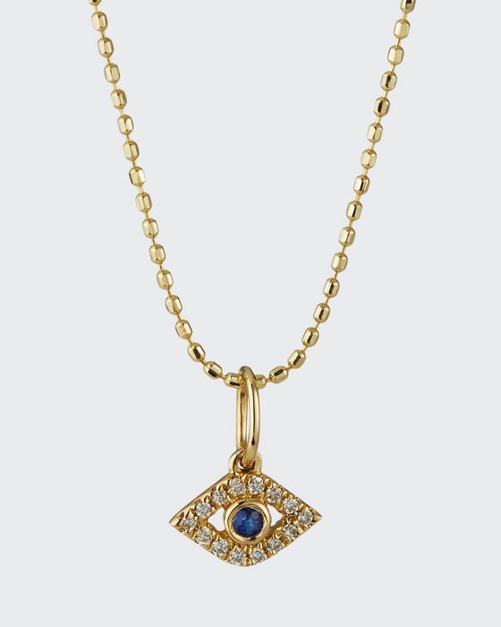 14k Gold Tiny Evil Eye Charm Necklace