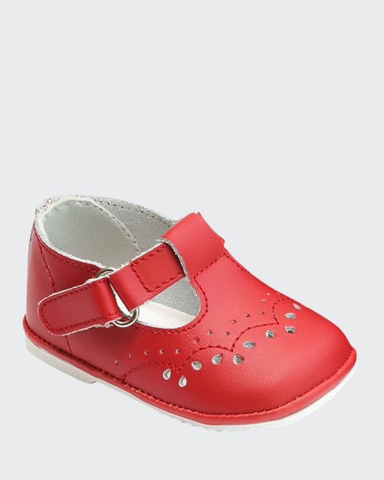 Birdie Leather T-Strap Brogue Mary Jane, Baby