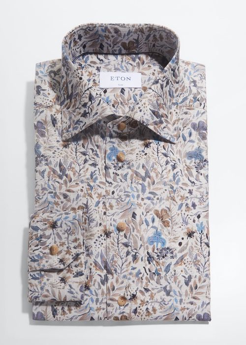 Men's Slim Fit Floral-Print Shirt
