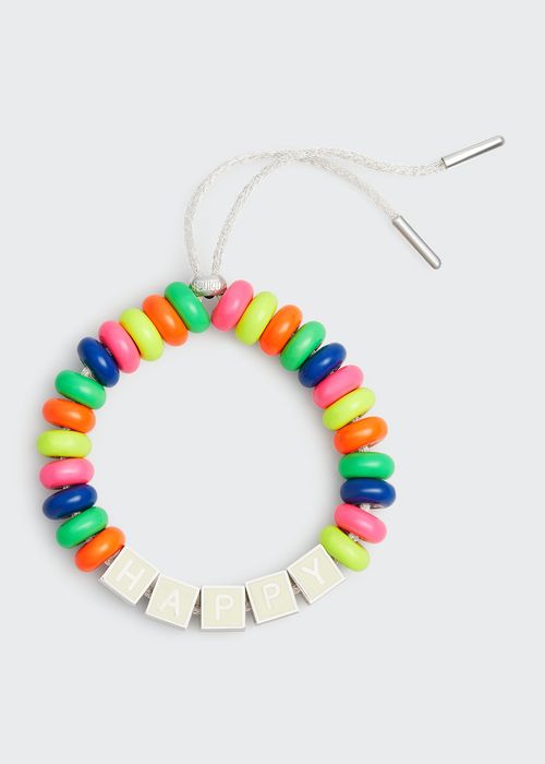 Rainbow Happy Bracelet with Enamel on Silver Donuts