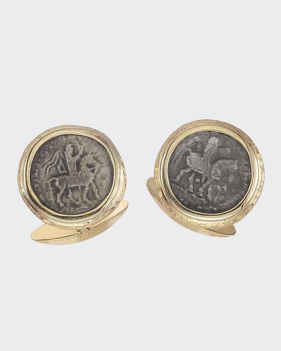 Men's Ancient Azes II Coin 18K Gold Cufflinks
