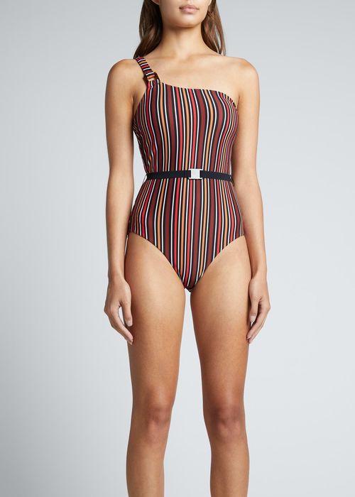 Bedouin Stripe One-Shoulder One-Piece Swimsuit