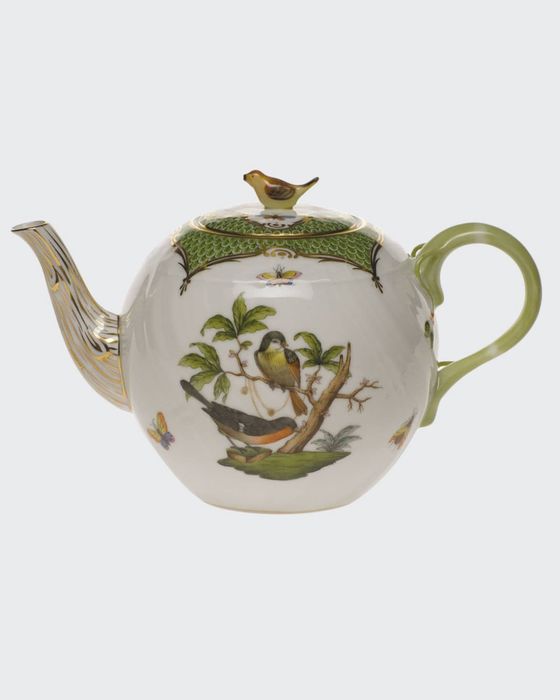 Rothschild Bird Green Border Tea Pot with Bird