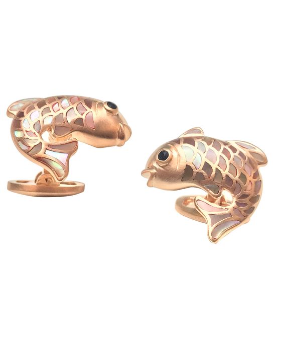 Mother-of-Pearl Fish Cuff Links, Taupe