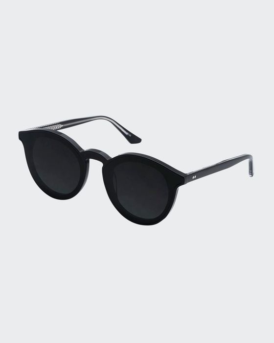 Collins Round Monochromatic Acetate Sunglasses w/ Nylon Overlay Lens