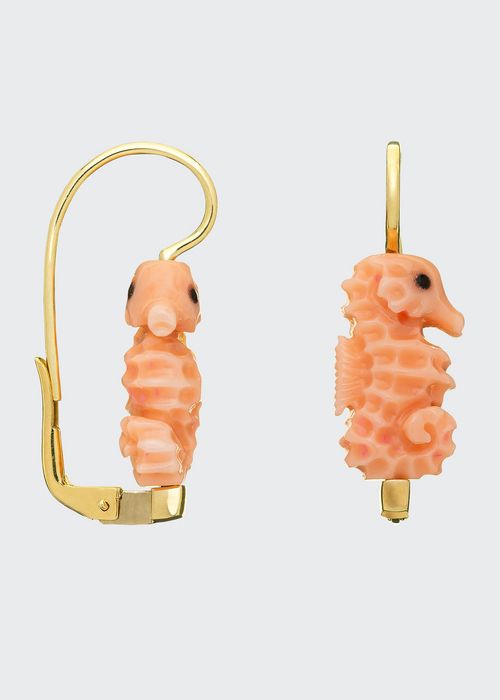 Seahorse Earrings in Pink Coral