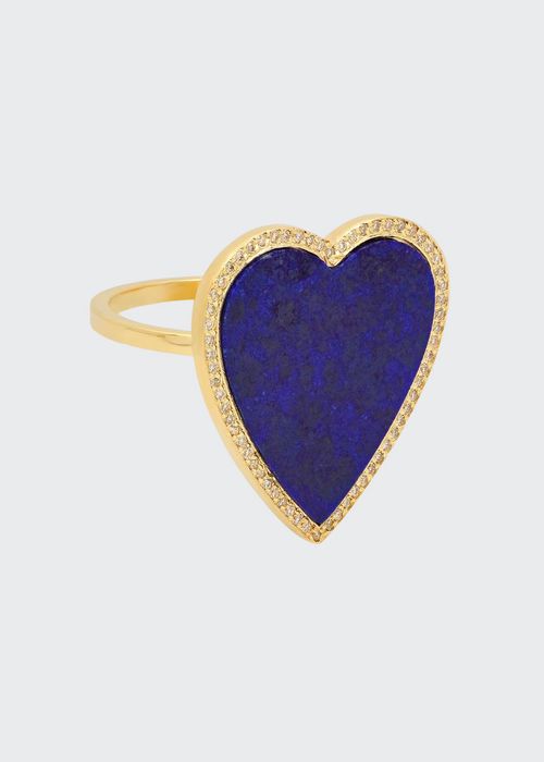 18k Lapis Heart Diamond-Trim Ring