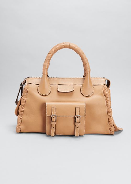 Edith Medium Braided Leather Satchel Bag