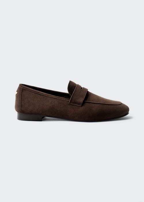 Suede Shearling Slip-On Penny Loafers