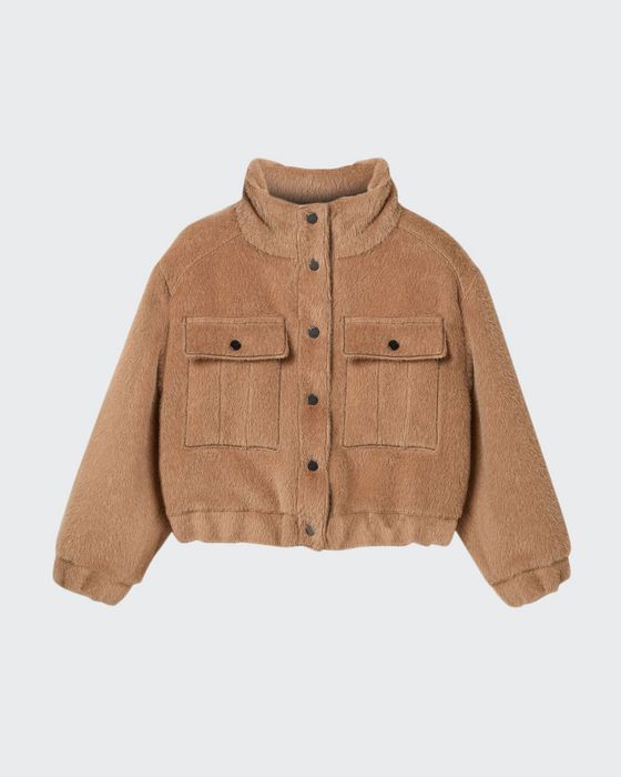 Girl's Alpaca-Wool Utility Jacket, Size 8-10
