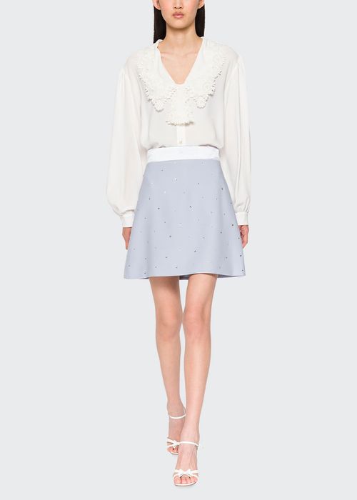 Crystal-Embroidered Cady Mini Skirt