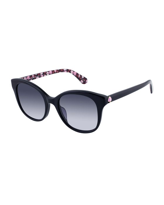 bianka round acetate sunglasses, black/purple