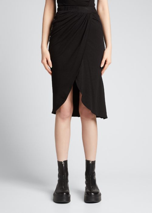 Shirred Rib-Knit Skirt
