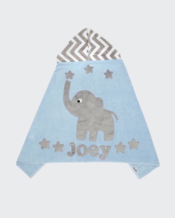 Personalized Big Foot Elephant Hooded Towel, Gray