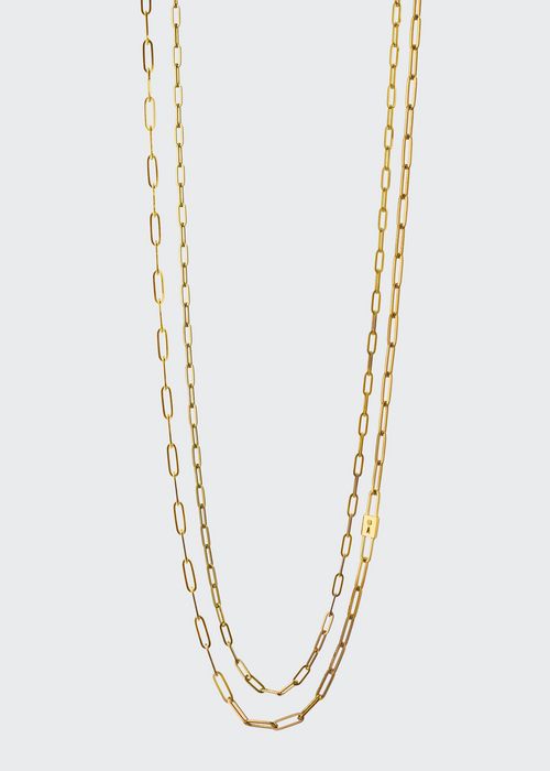 18K Yellow Gold Double-Strand Paperclip Necklace