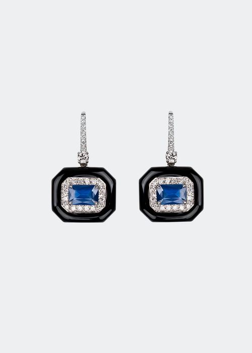18k White Gold Oui Diamond & Sapphire Earrings