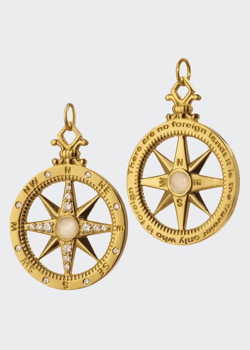 18K Yellow Gold Compass Charm with Diamonds