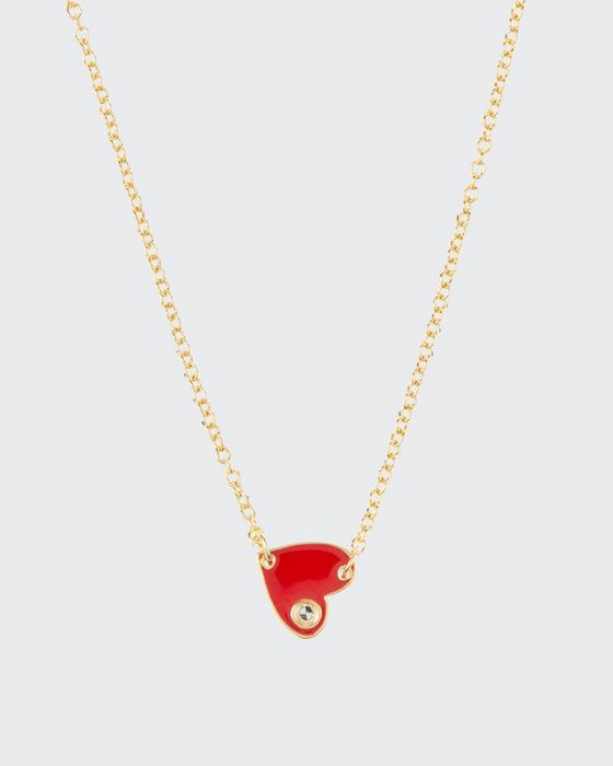 Mia Mini Enamel Necklace, Red