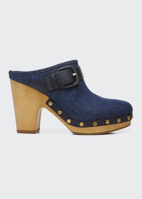 Dacey Denim Buckle Clogs