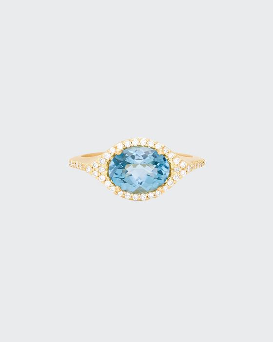 Aladdin London Blue Topaz & Diamond Ring in 18K Gold