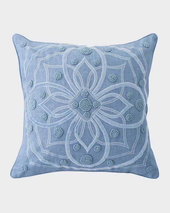 Berry and Thread Chambray Pillow, 22"Sq.
