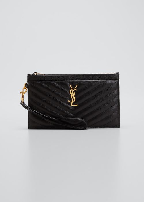Large Quilted YSL Zip Wristlet
