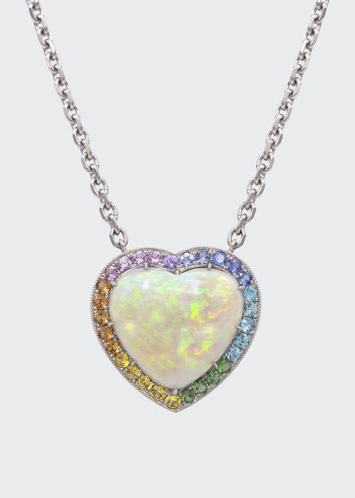 Australian Opal Heart Necklace with Ombr&eacute; Stones