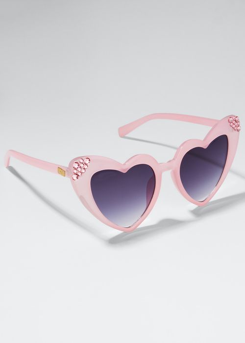 Girl's Large Heart Plastic Sunglasses