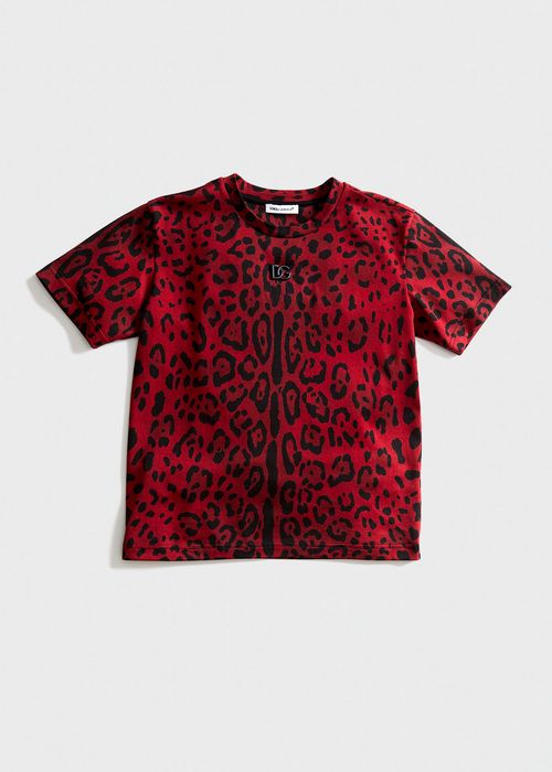Boy's Animalia Cheetah-Print Brass Logo T-Shirt, Size 4-6