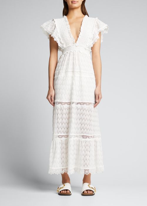 Florence Crochet Lace V-Neck Maxi Dress