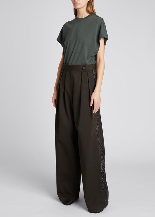 Embellished Wide-Leg Trousers