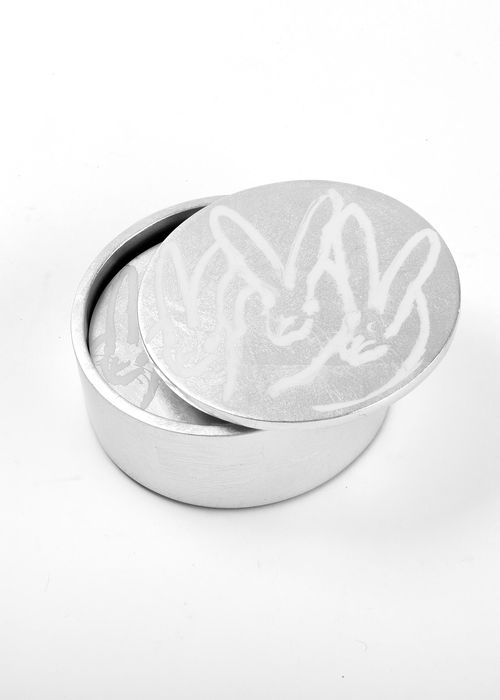 Silver Leaf Bunny Coaster Box - 4 Coasters