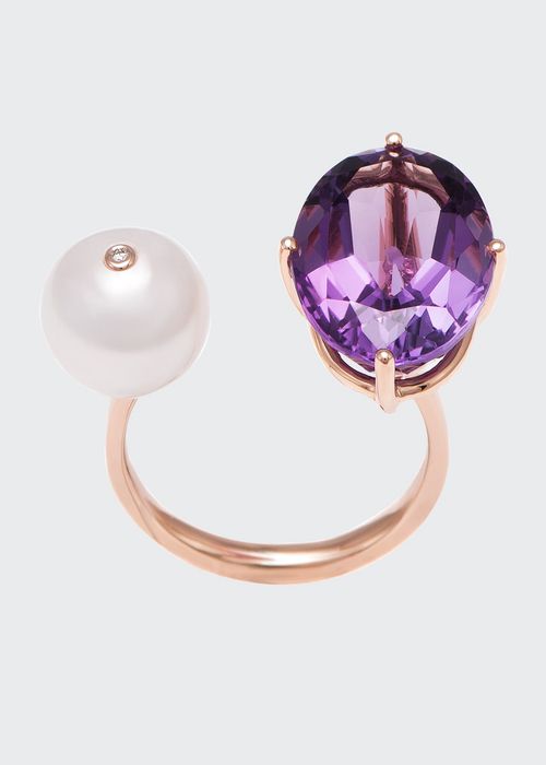 18k Rose Gold Purple Ring from Terry Collection, Size 6.5 and 7