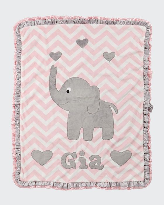 Plush Chevron Elephant Blanket, Pink