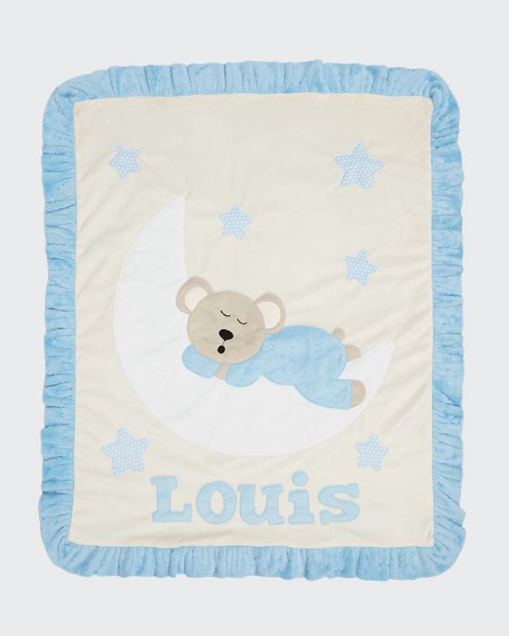 Personalized Goodnight Teddy Plush Blanket, Blue