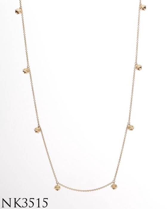 18k Gold Mini Jingle Bell Necklace, 28"L