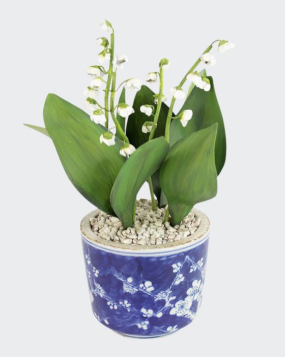 Lily of the Valley May Birth Flower in Ceramic Pot