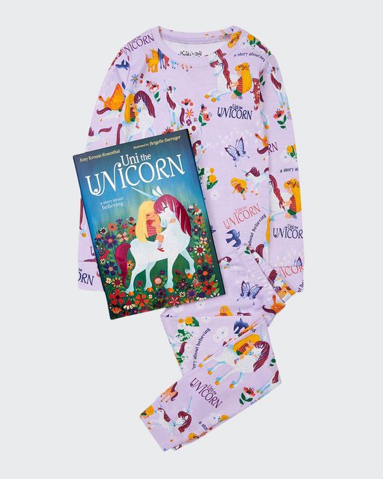Kid's Uni the Unicorn Pajama & Book Gift Set, Size 2-6