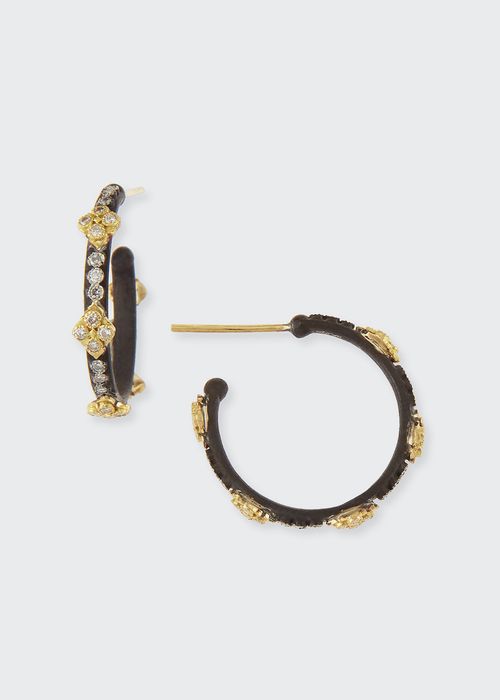 Small Midnight Hoop Earrings with Gold & Diamond Crivelli