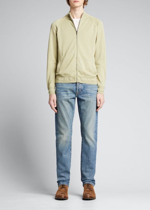 Men's Silk-Blend Zip Cardigan Sweater