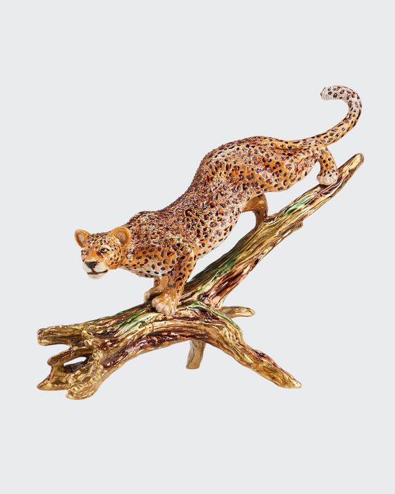 Leopard Descending Tree Figurine